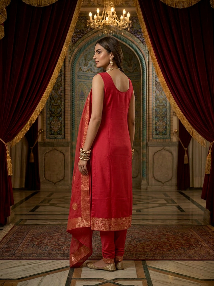 Neerus Pink tissue printed suit set - back view