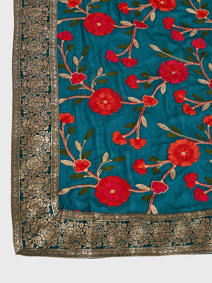 Neerus Blue printed anarkali kurta set - detail view 3