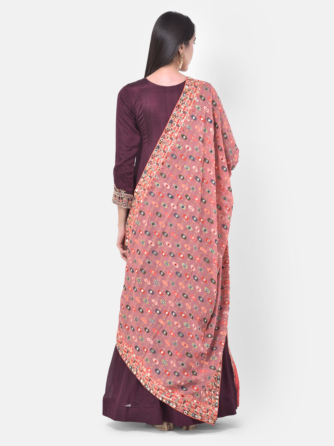 Neerus Purple embroidered anarkali kurta set - detail view 1