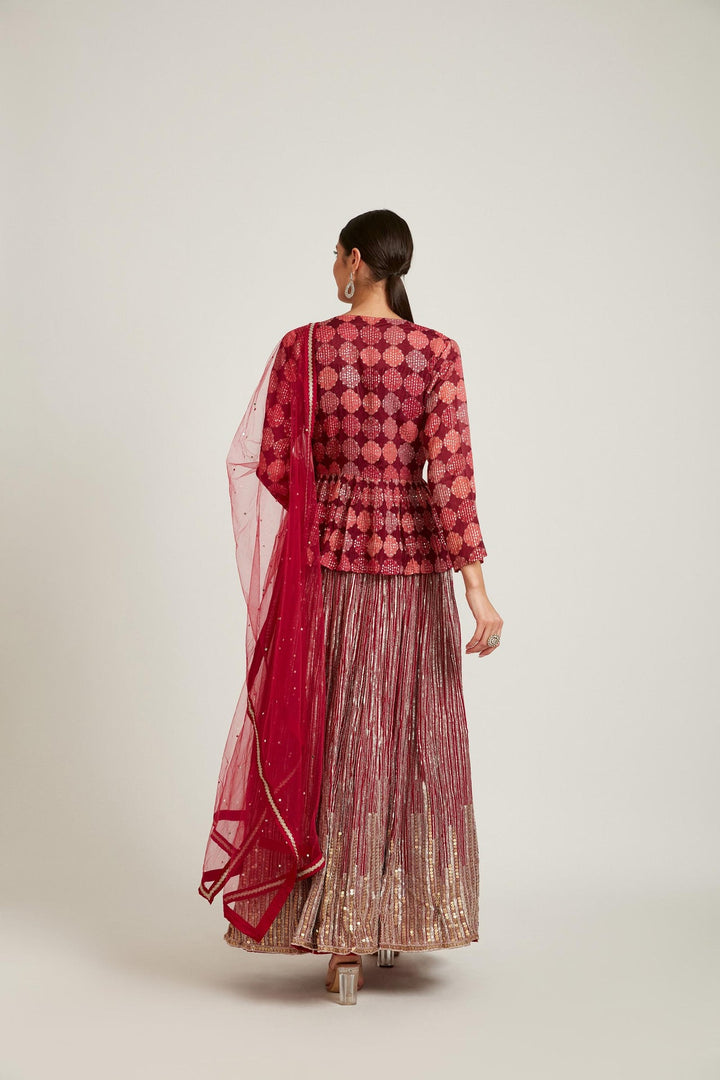 Neerus Pink georgette kurta set ethnic wear - side view