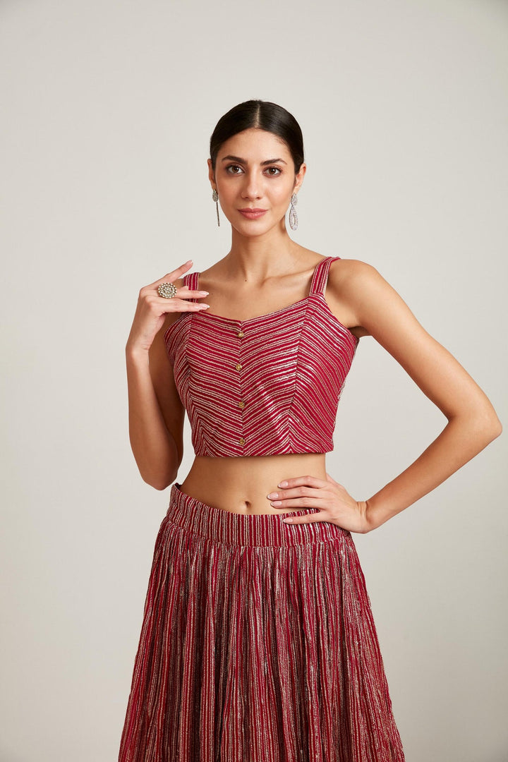 Neerus Pink georgette kurta set ethnic wear - detail view 2
