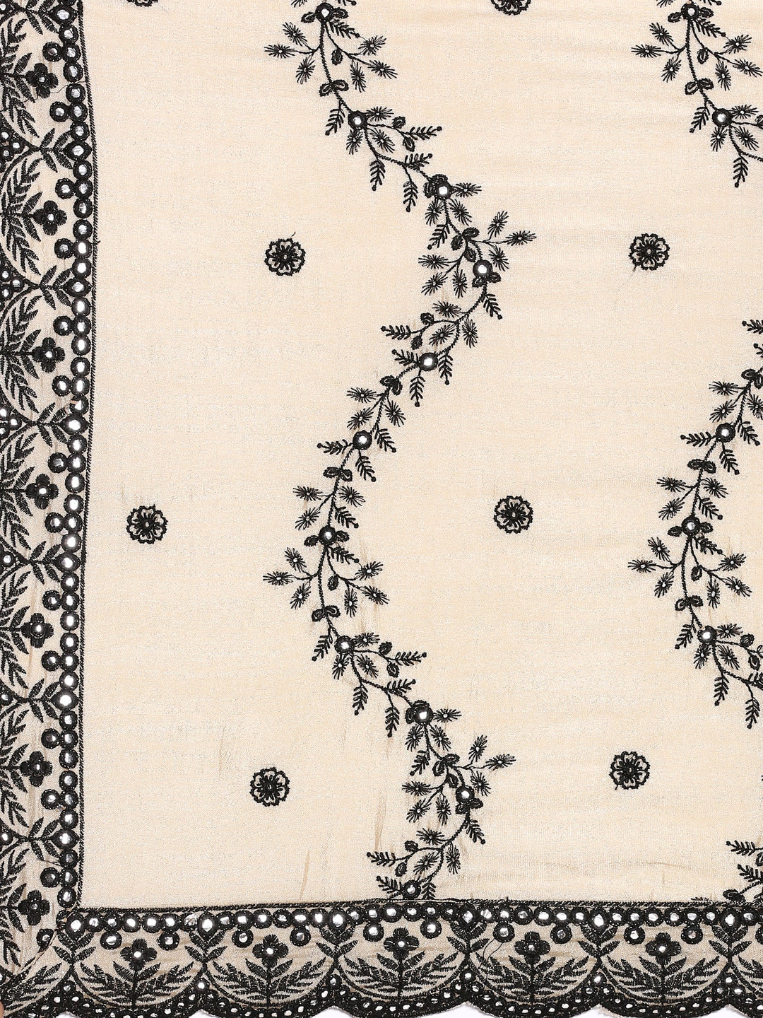 Neerus Beige silk embroidered flared suit set - detail view 5