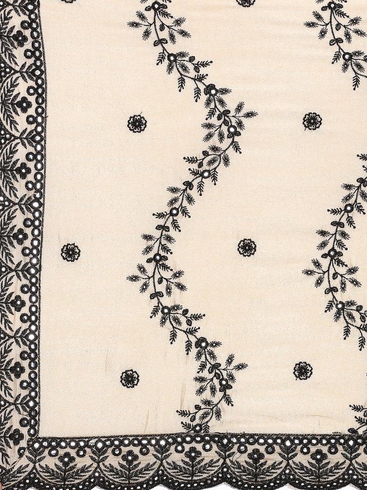 Neerus Beige silk embroidered flared suit set - detail view 5