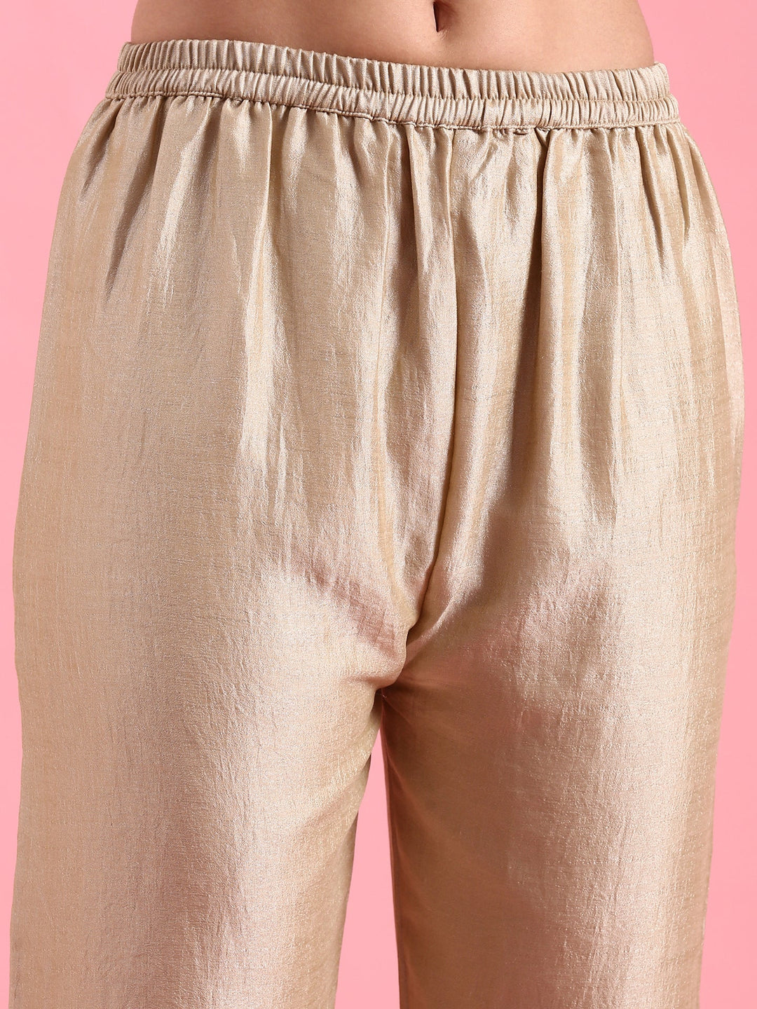 Neerus Beige silk embroidered flared suit set - detail view 4