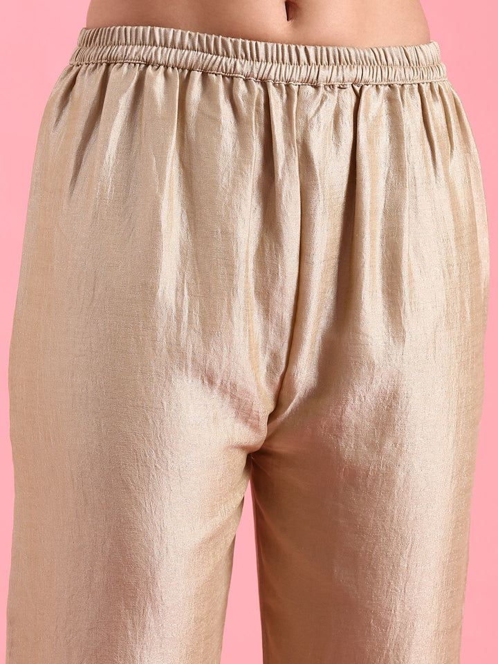 Neerus Beige silk embroidered flared suit set - detail view 4