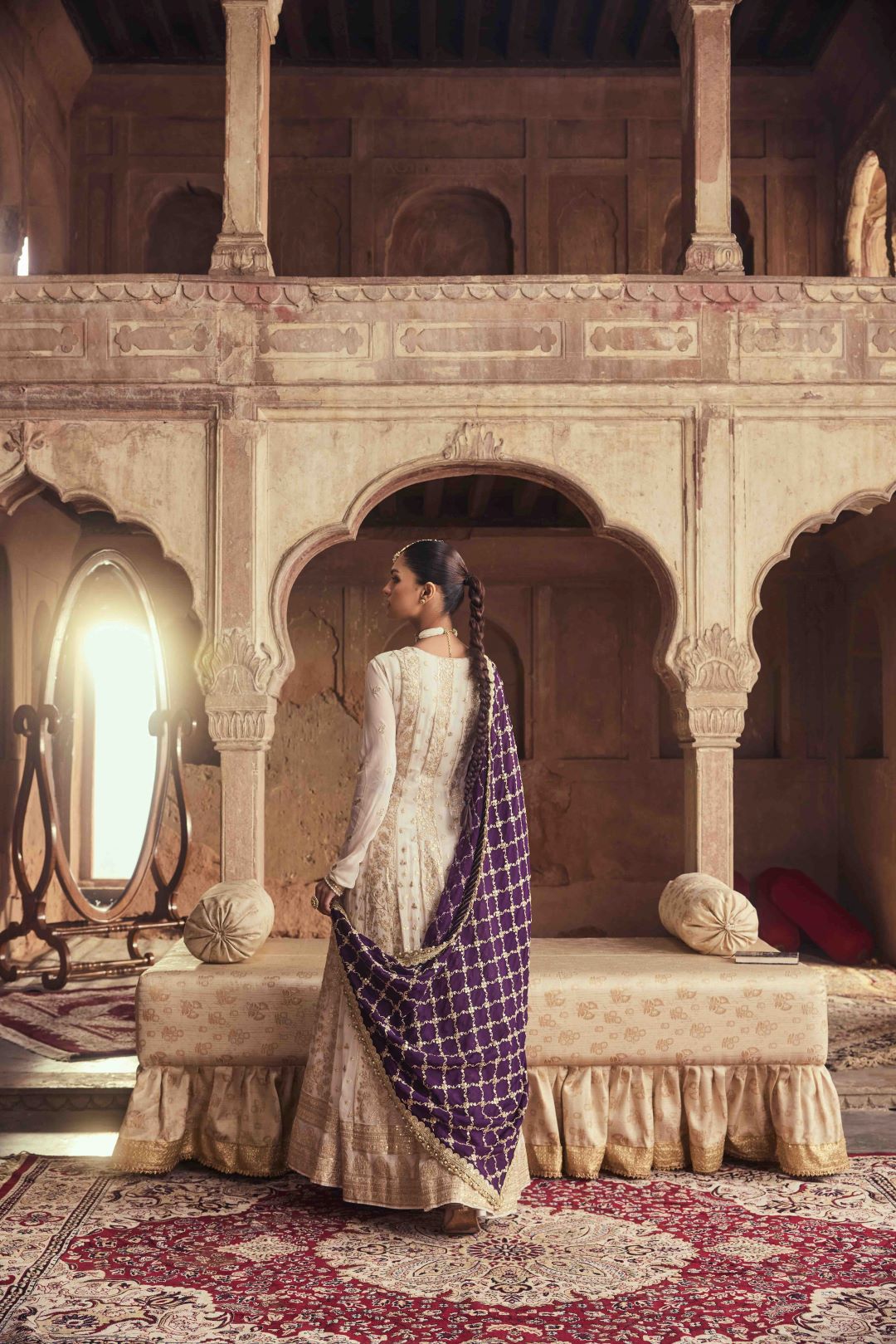 Neerus Purple georgette embroidered suit set - detail view 2