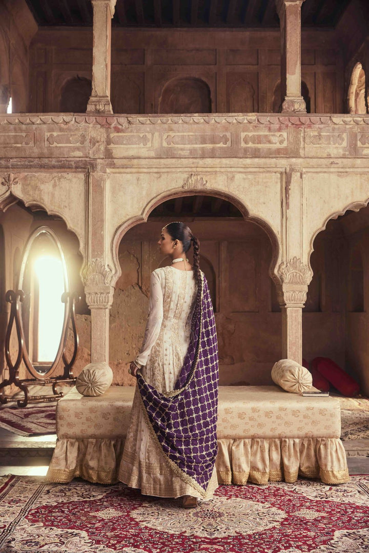 Neerus Purple georgette embroidered suit set - detail view 2
