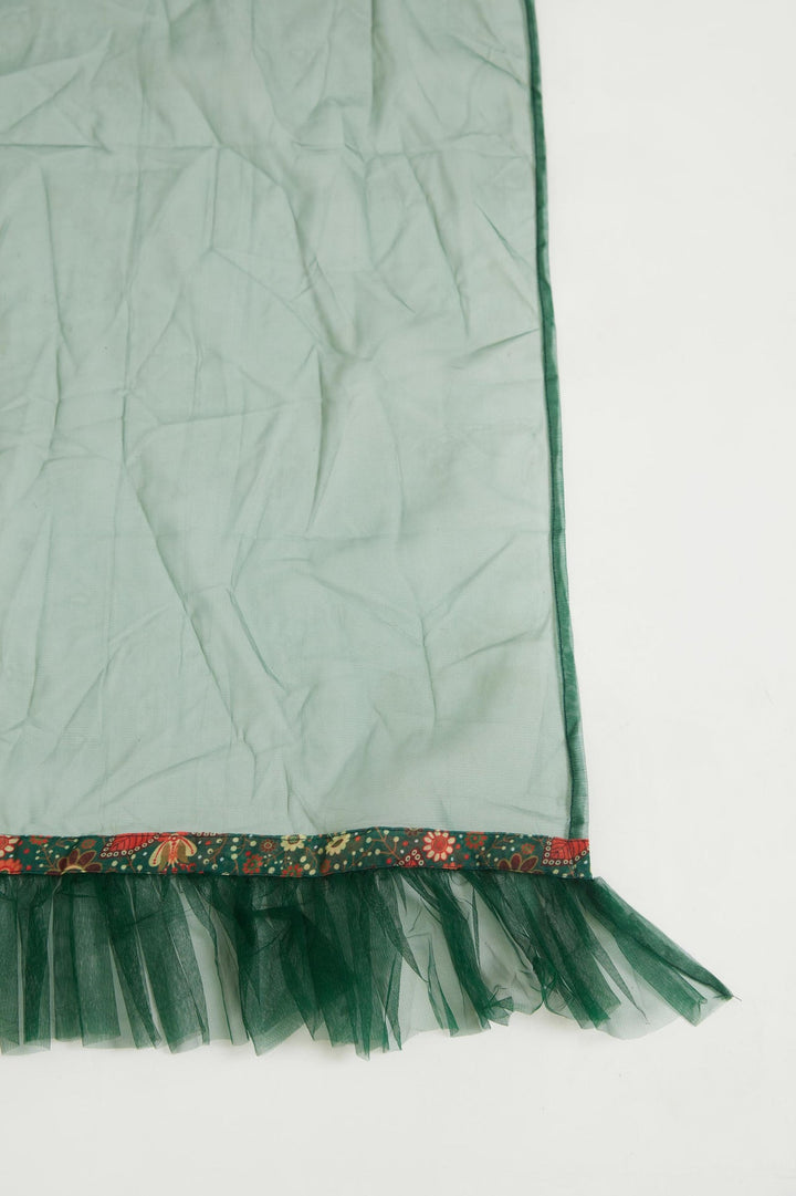 Neerus Green georgette anarkali with dupatta - detail view 4