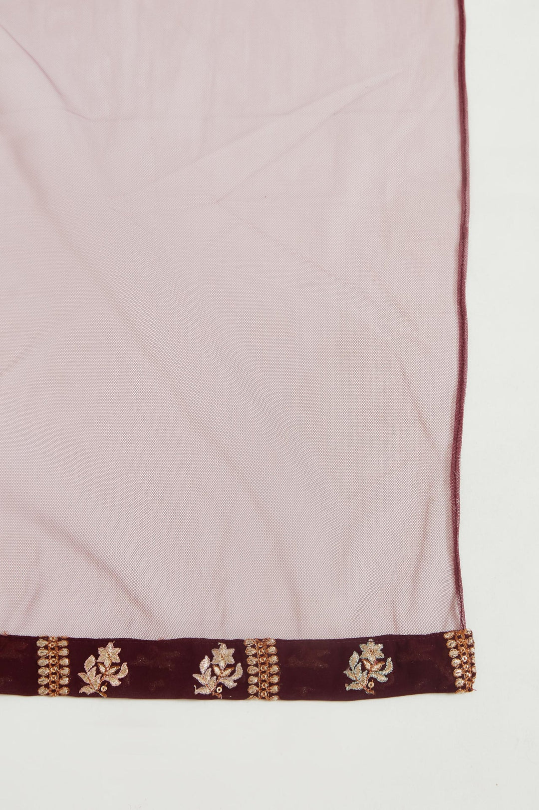 Neerus Maroon georgette maxi gown - detail view 4