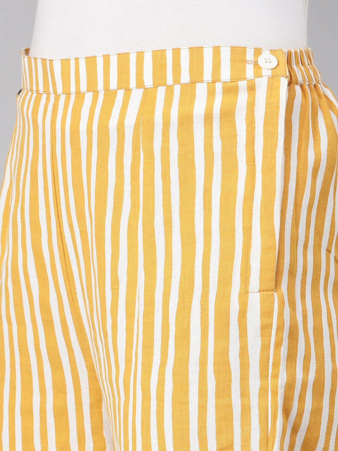 Neerus Yellow solid straight pant - detail view 2