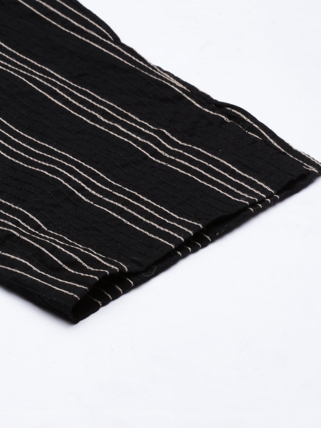 Neerus Black cotton straight pants - detail view 4