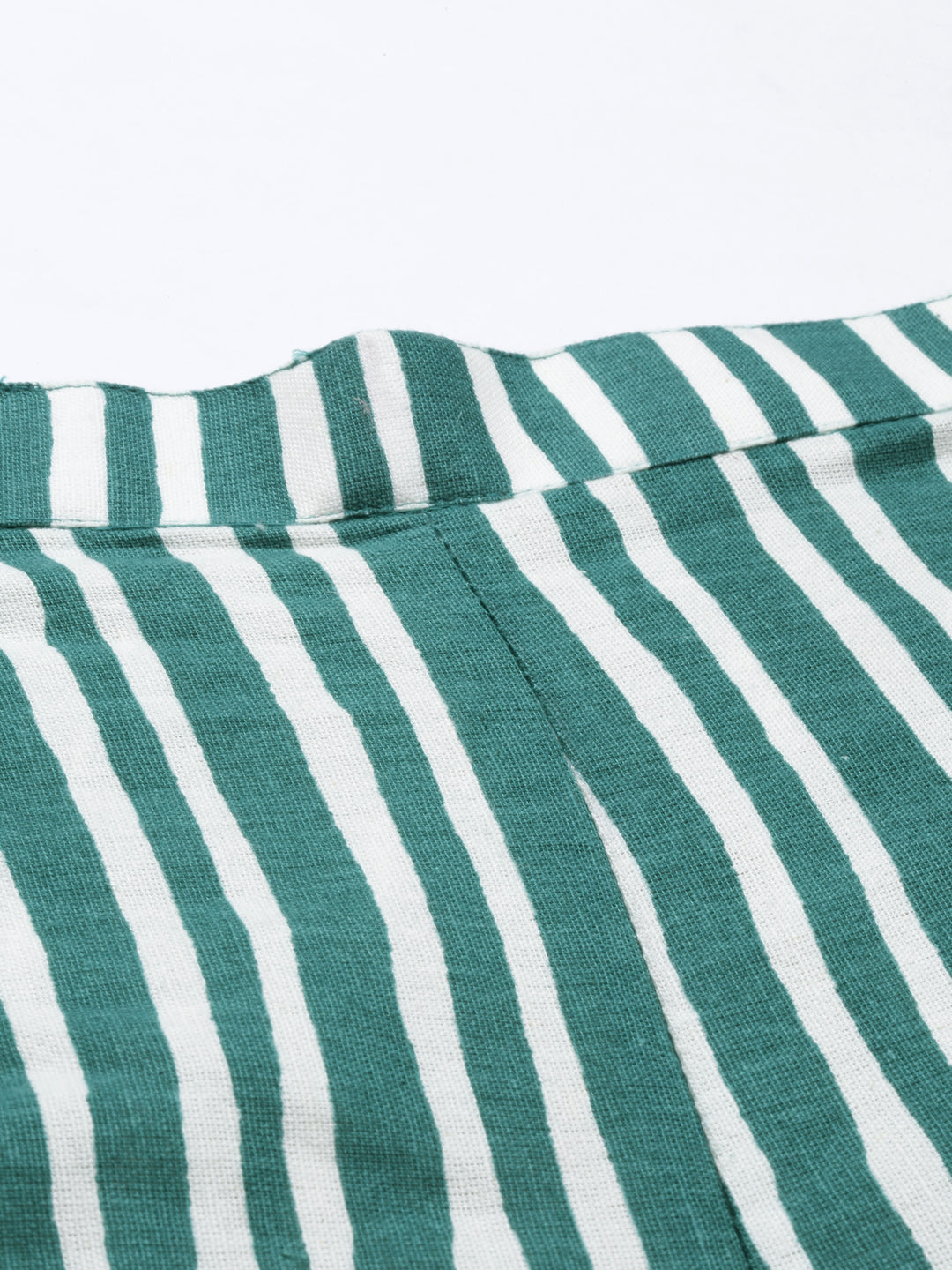 Neerus Green cotton solid calf length pant - detail view 2