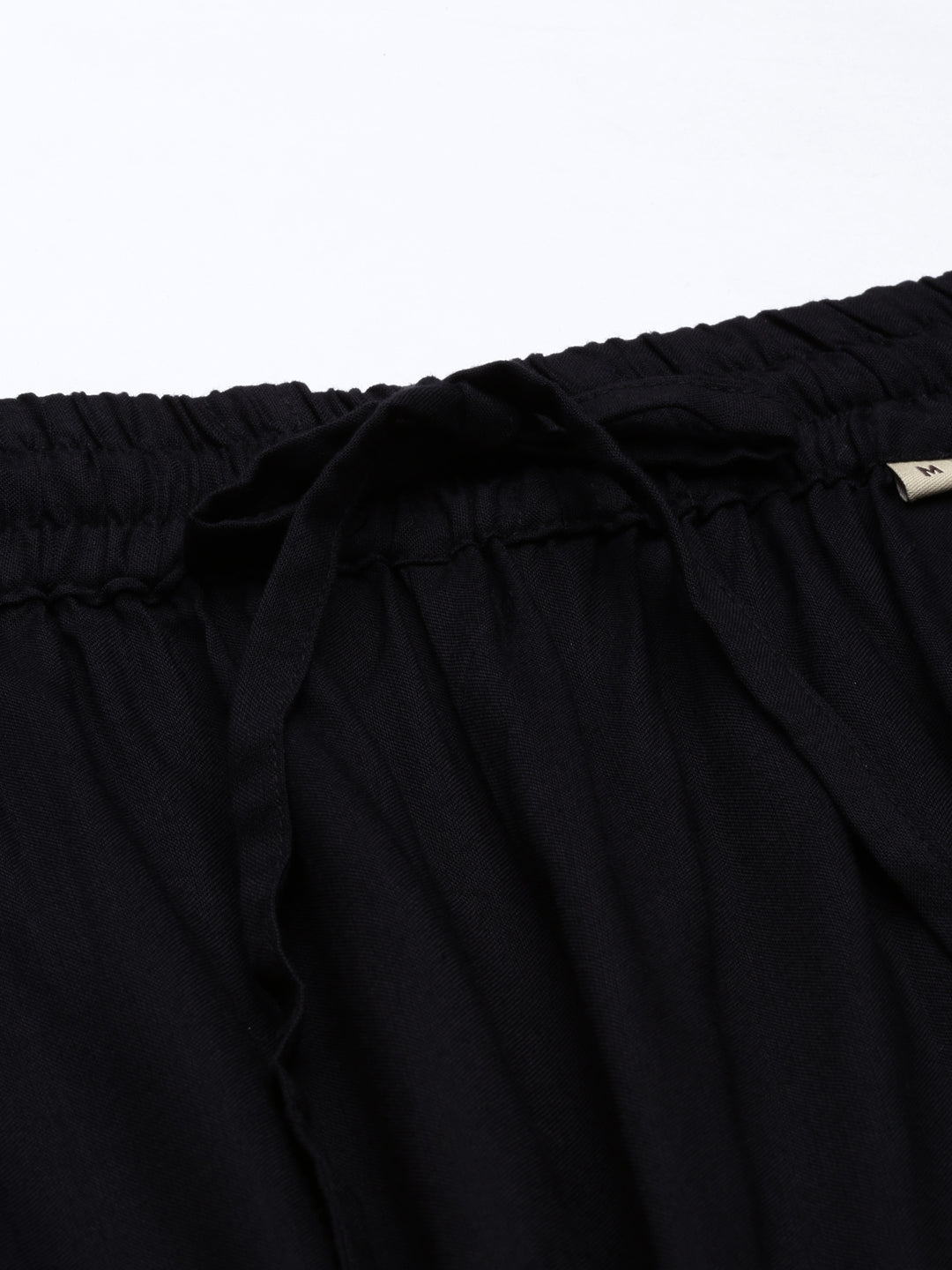 Neerus Black polyester solid palazzo bottom - detail view 2