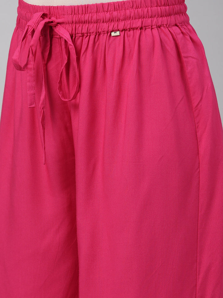 Neerus Pink solid flared palazzo - detail view 5