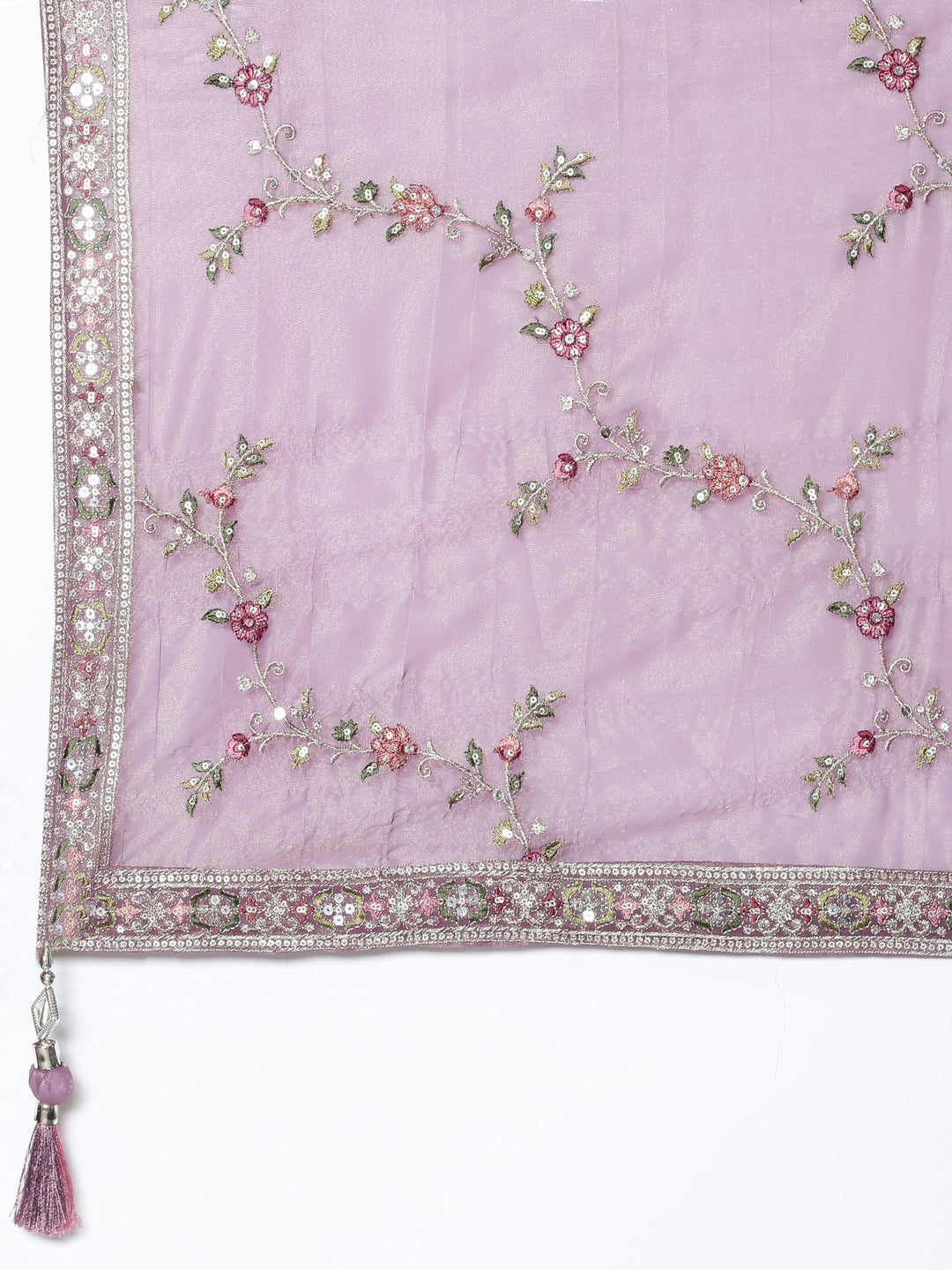 Neerus Purple tissue embroidered lehenga ghagra set - detail view 5
