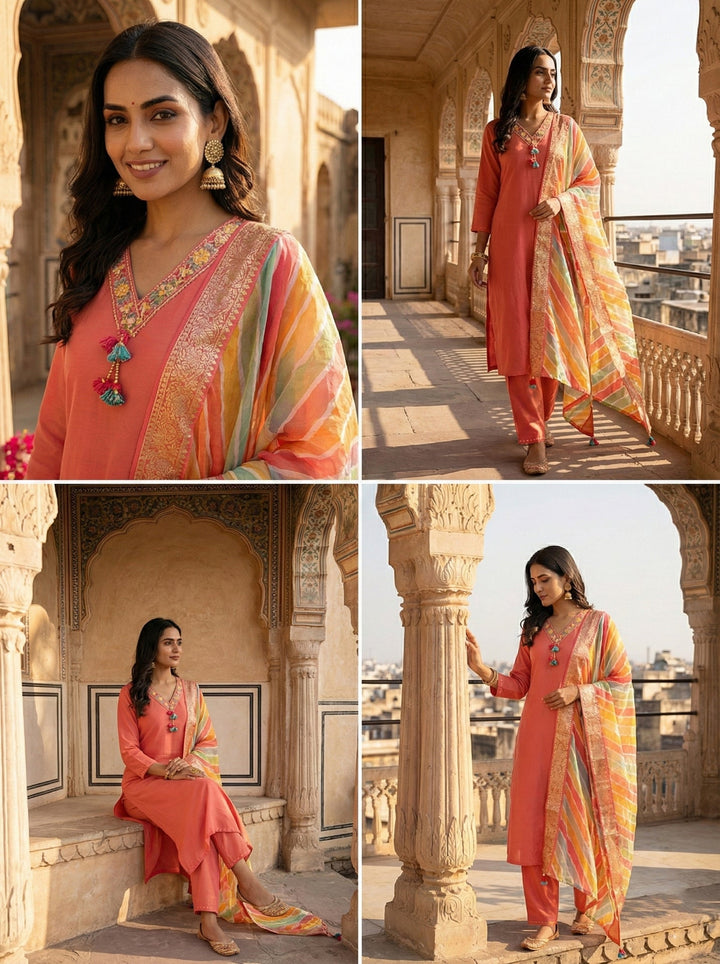 Neerus Pink modal solid suit set - side view