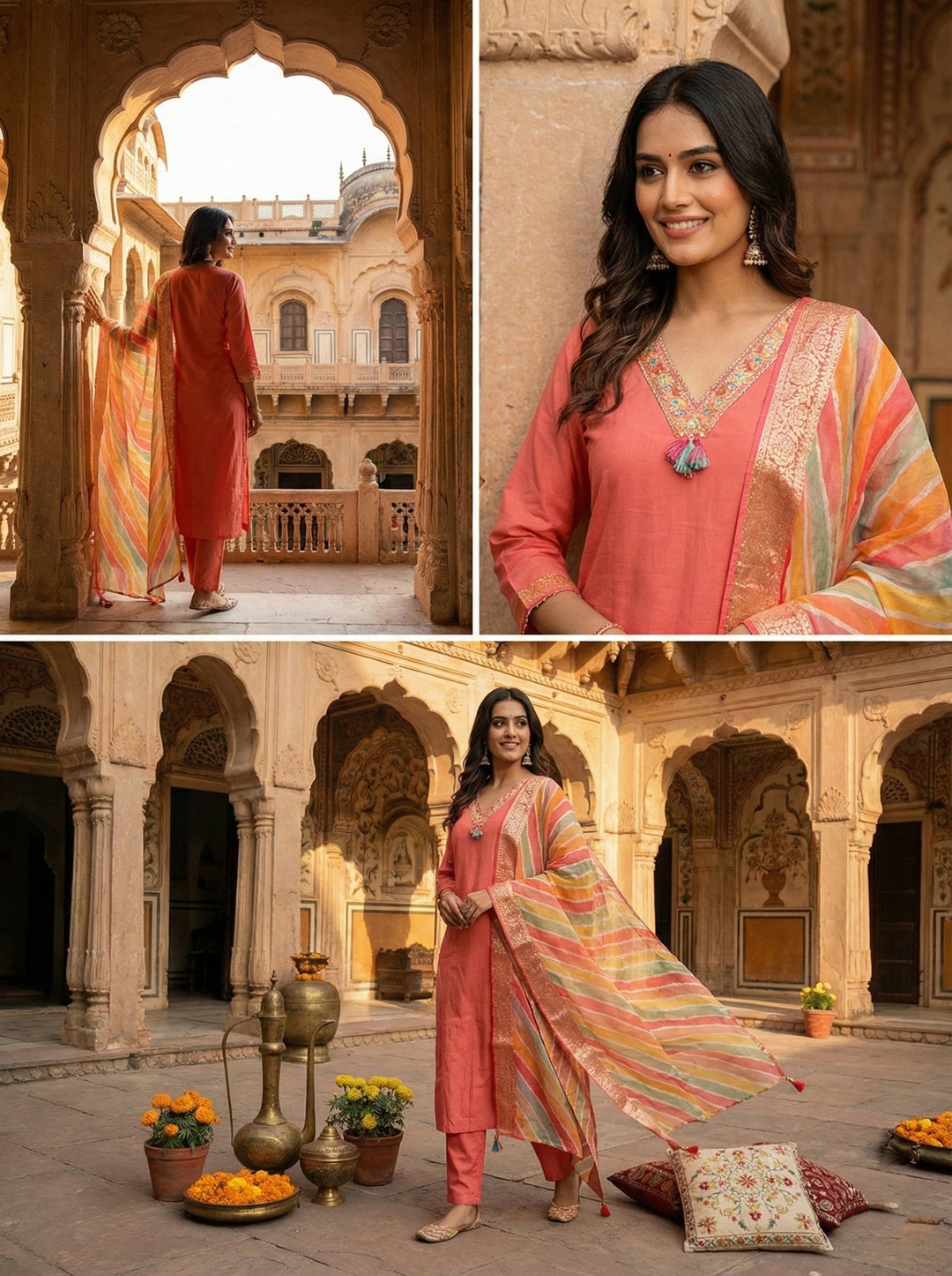 Neerus Pink modal solid suit set - detail view 2
