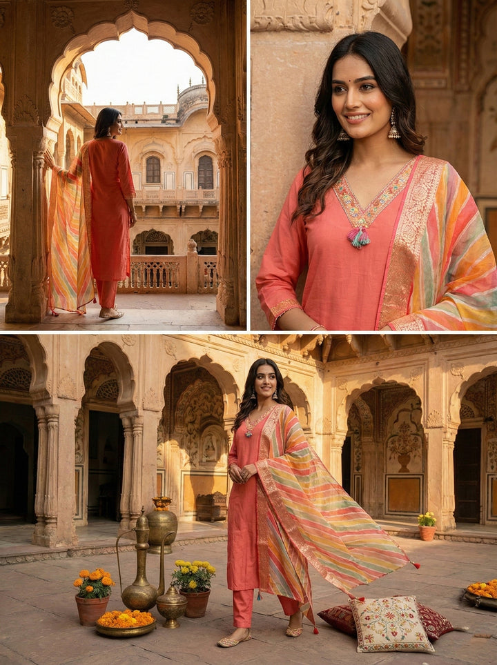 Neerus Pink modal solid suit set - detail view 2