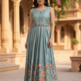 Pista Silk Floral Printed Long Dress