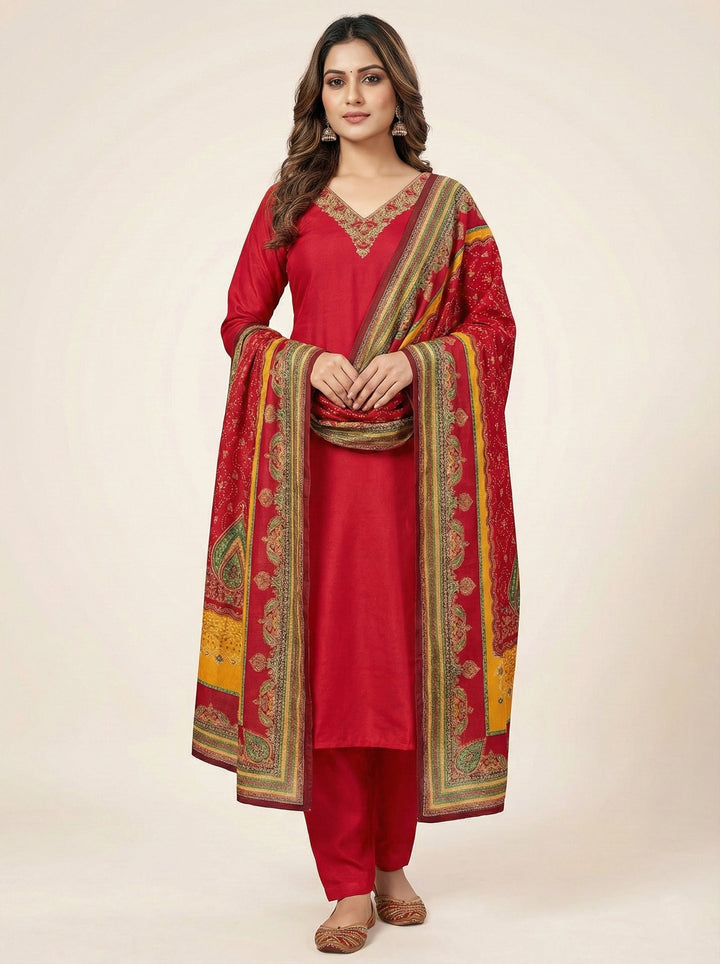 Neerus Red modal solid suit set - front view