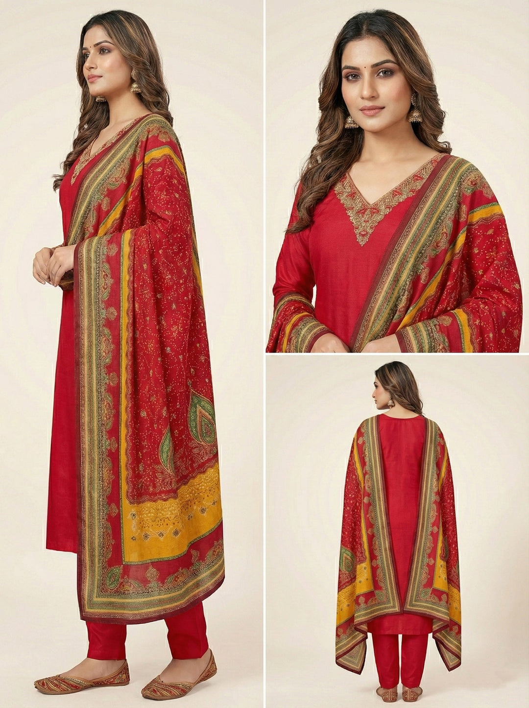 Neerus Red modal solid suit set - back view