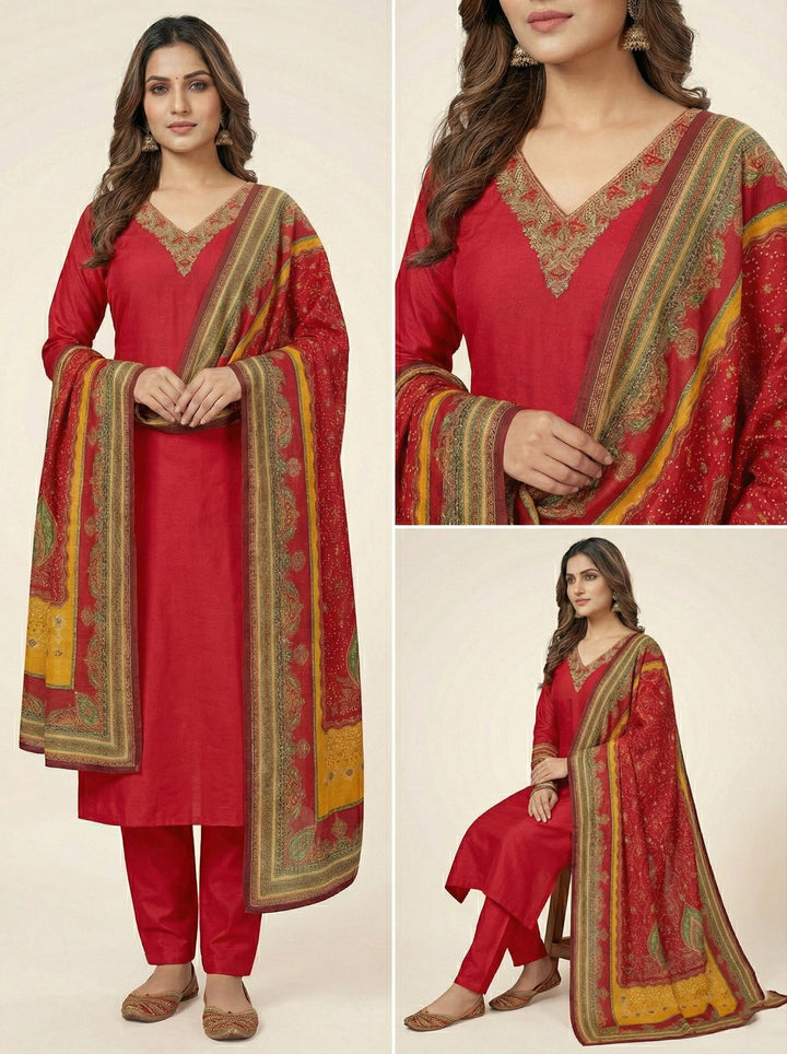 Neerus Red modal solid suit set - side view