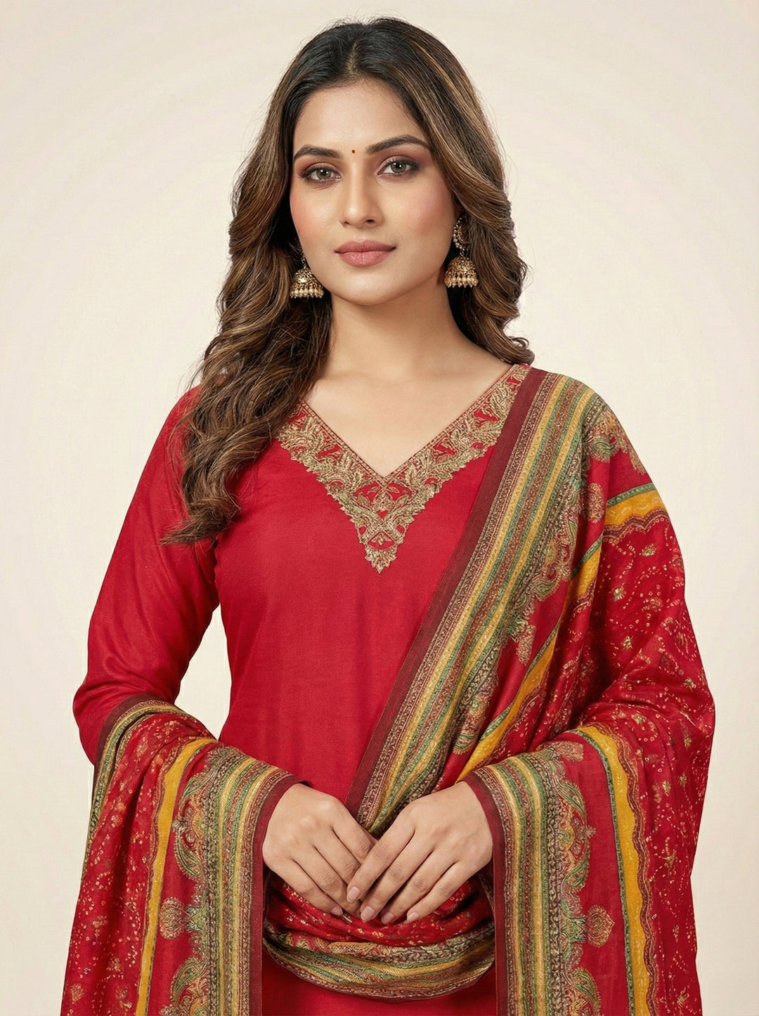 Neerus Red modal solid suit set - detail view 1