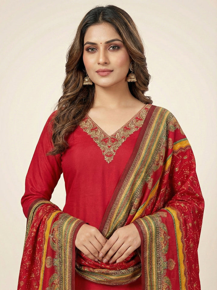 Neerus Red modal solid suit set - detail view 1