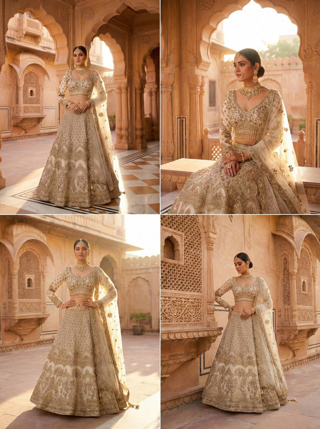 Neerus White net hand embroidered lehenga set - side view