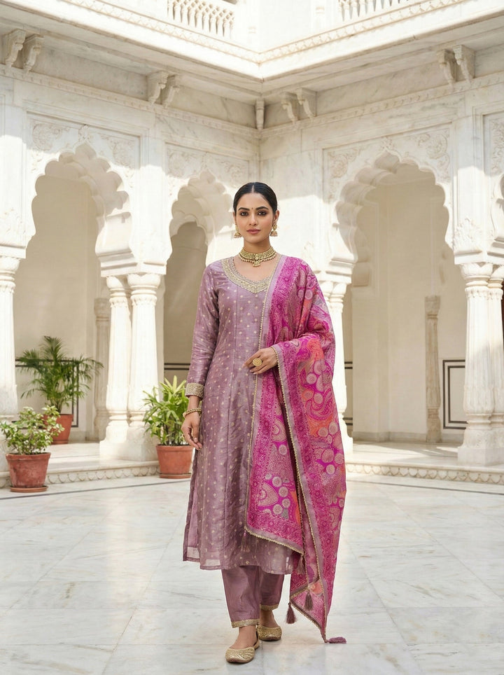 Neerus Pink tissue suit set - front view