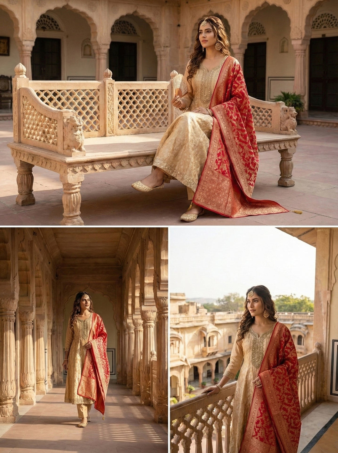 Neerus Brown Banarasi hand embroidered suit set - side view