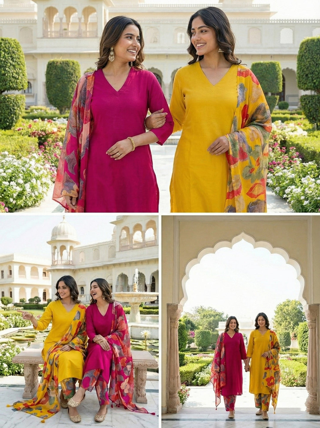 Neerus Pink muslin straight suit set - detail view 3