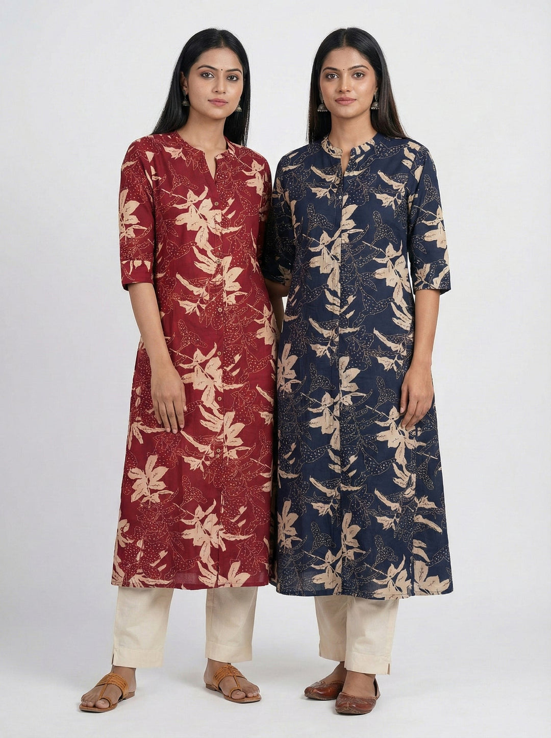 Neerus Maroon modal digital printed kurta - detail view 2