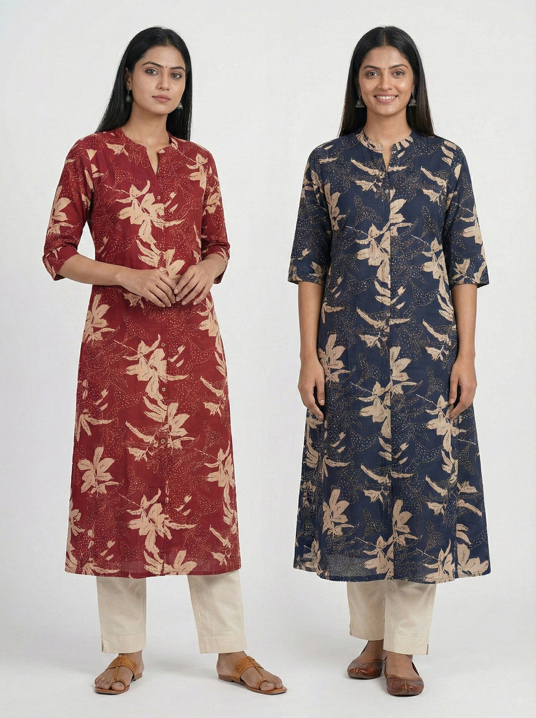Neerus Maroon modal digital printed kurta - detail view 3