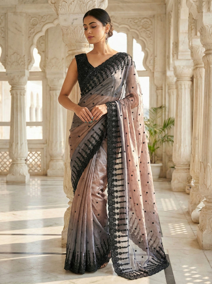 Neerus Multi tissue embellished saree - detail view 1