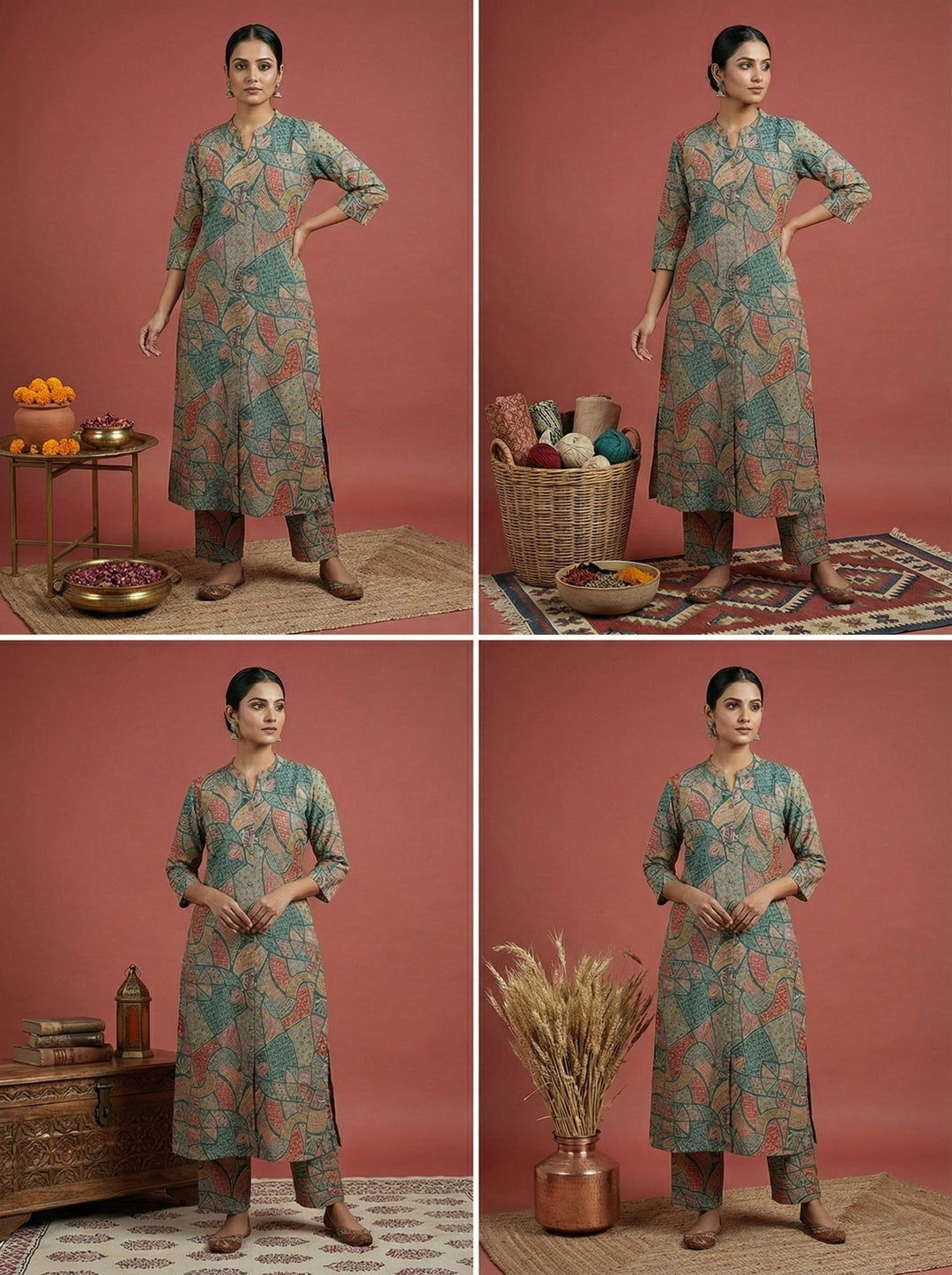 Neerus Green Rayon Digital Printed Kurta - detail view 2