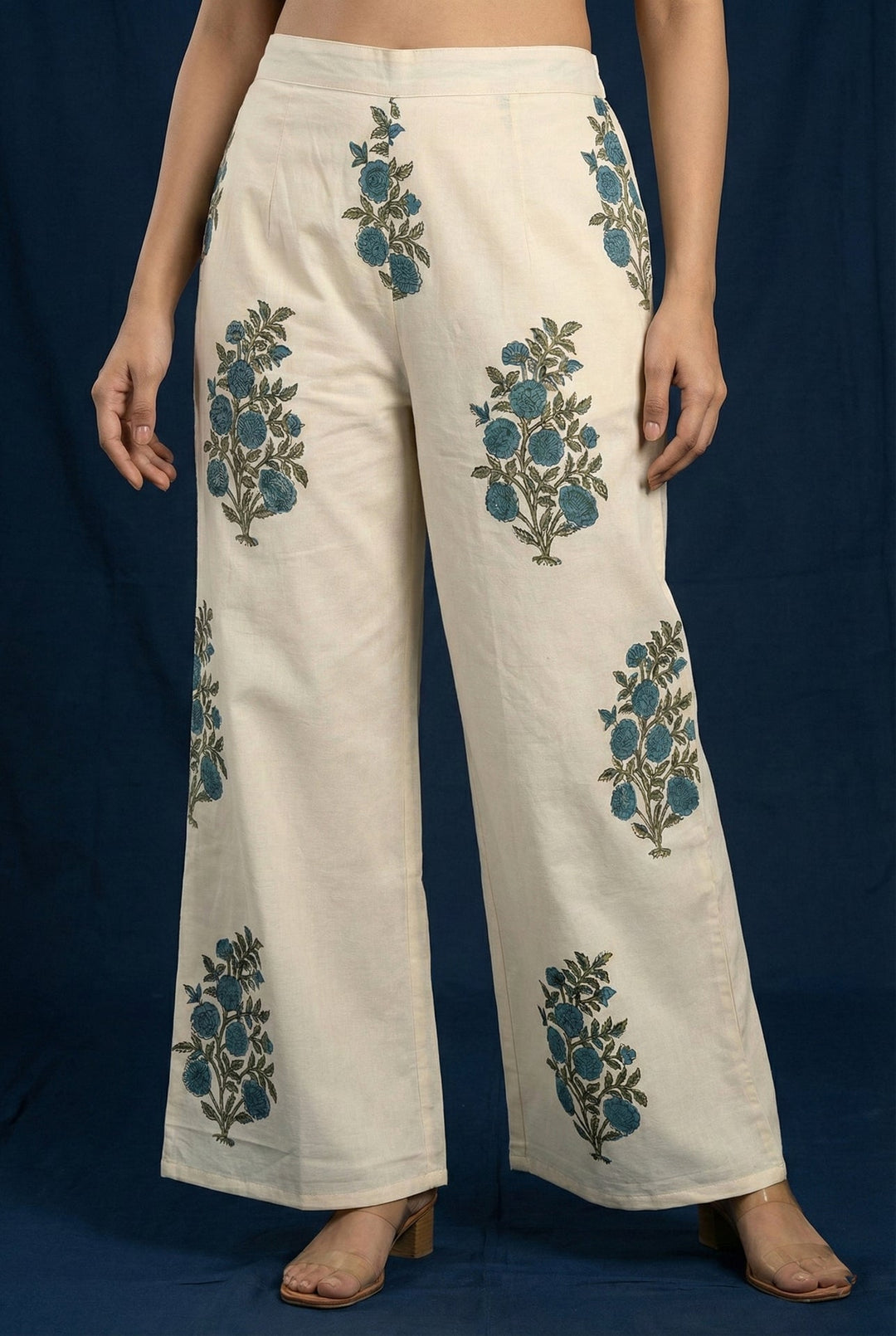 Neerus Green cotton digital printed suit set - detail view 4