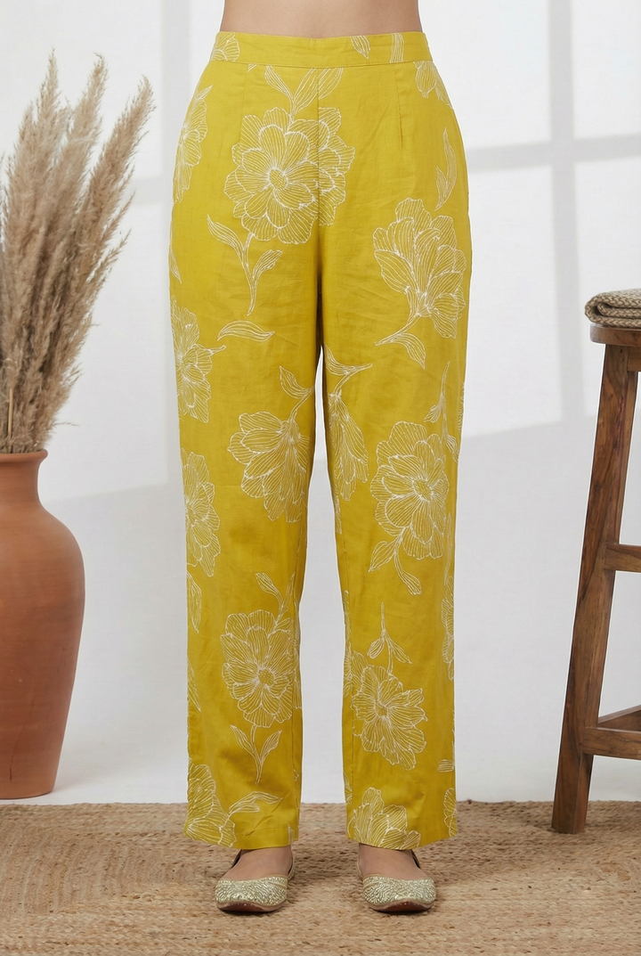 Neerus Green rayon digital printed suit set - detail view 4