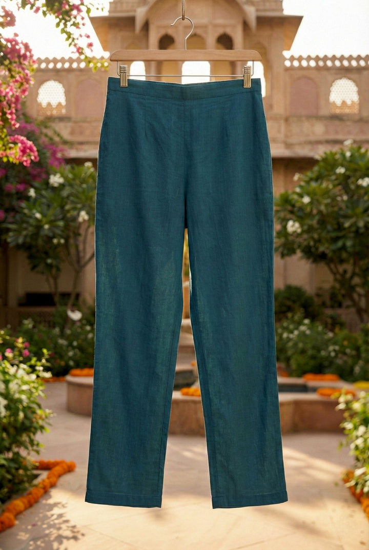 Neerus Green cotton straight suit set - detail view 4