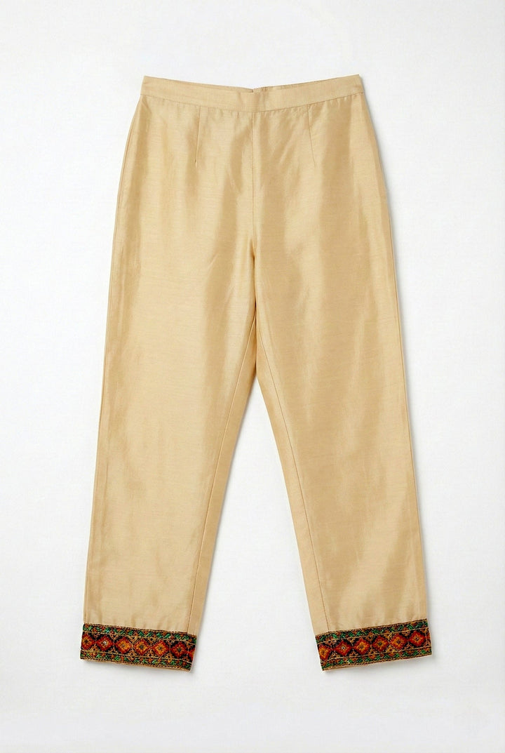Neerus Beige silk embroidered suit set - detail view 4