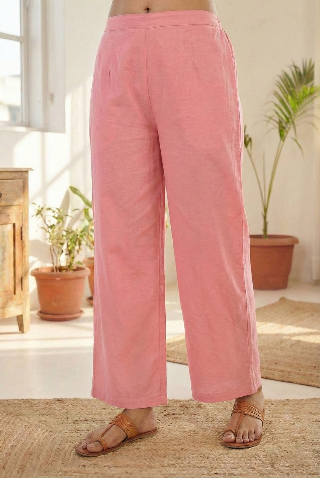 Neerus Pink cotton solid suit set - detail view 3