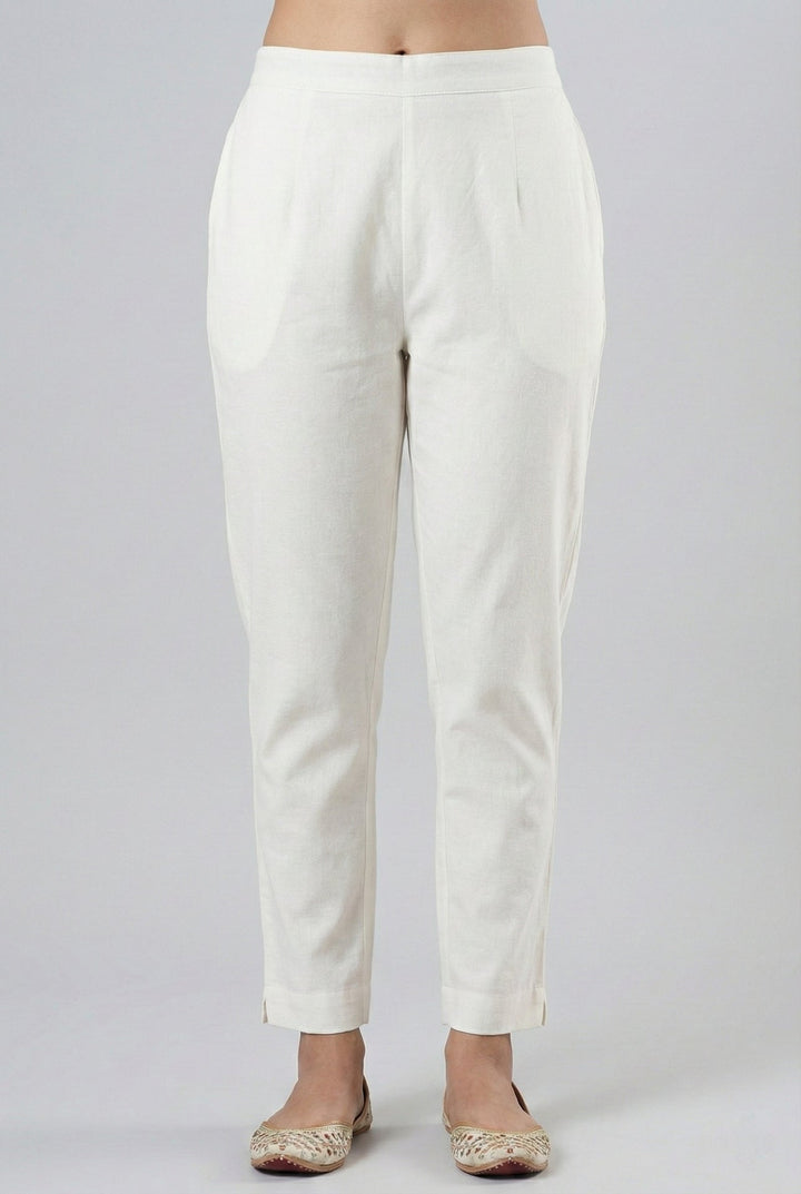 Neerus White silk hand embroidered suit set - detail view 3