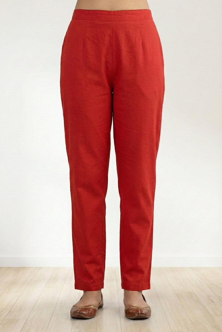 Neerus Red silk hand embroidered suit set - detail view 3