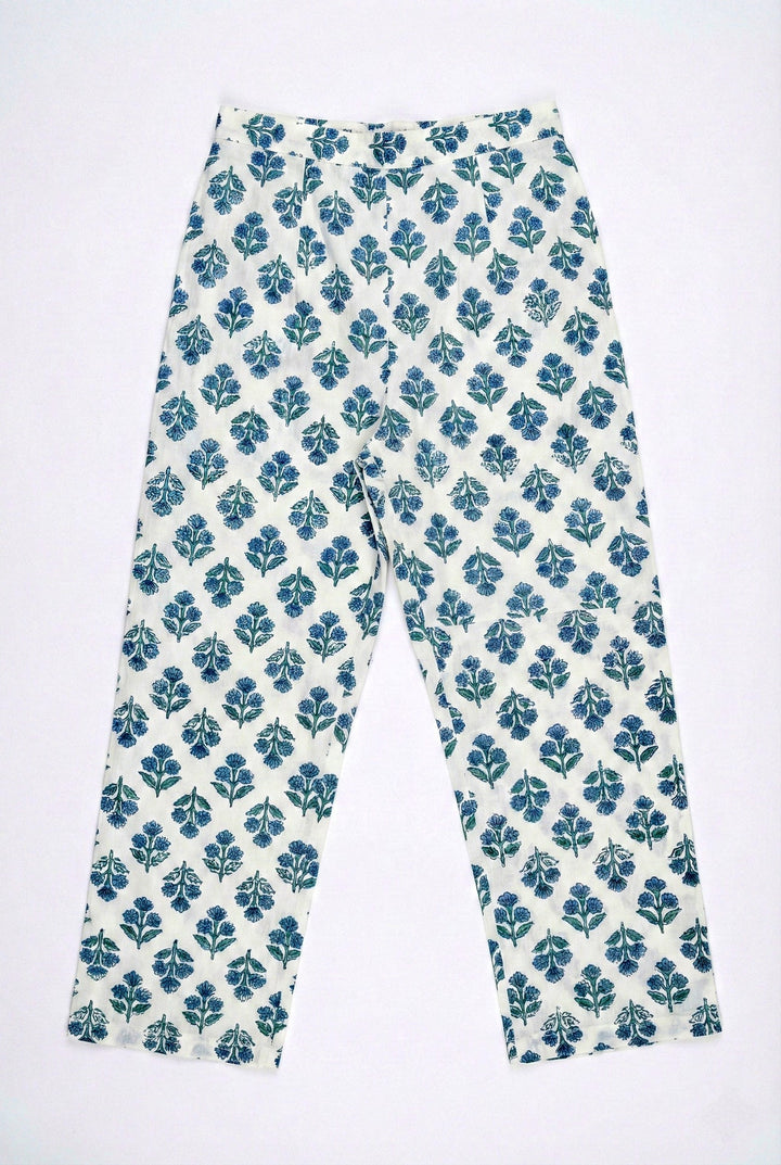 Neerus Blue cotton digital printed suit set - detail view 3