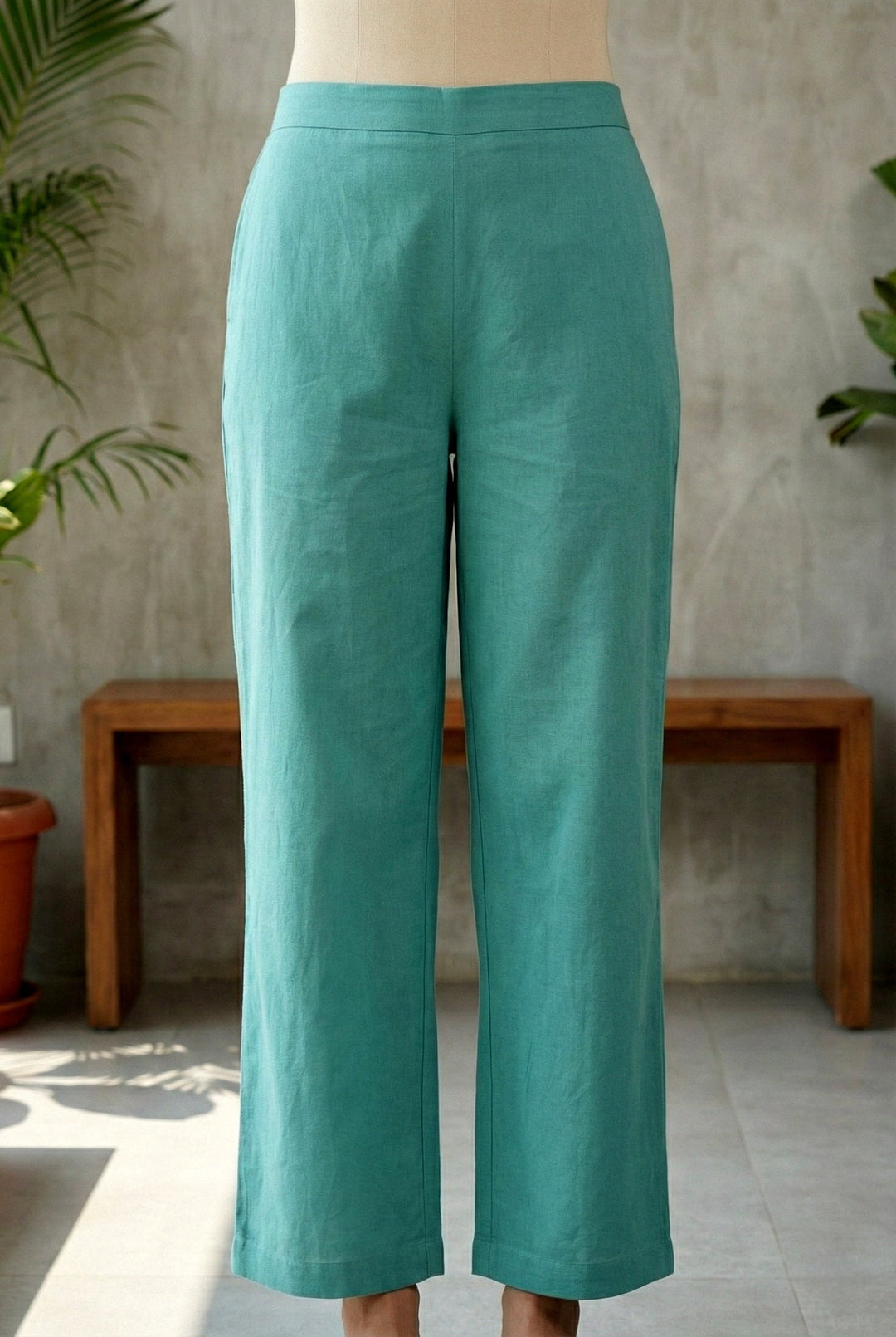 Neerus Green cotton thread embroidered suit set - detail view 3