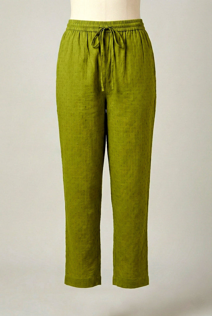 Neerus Green cotton thread embroidered suit set - detail view 2