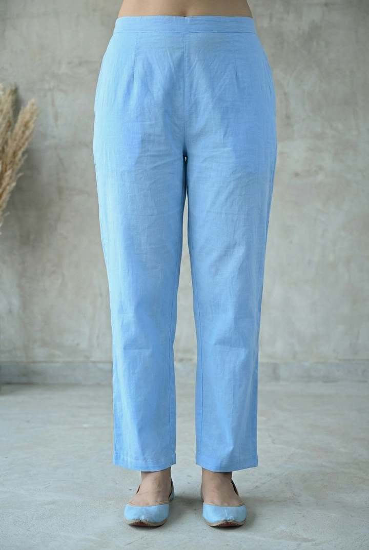 Neerus Blue cotton printed kurta set - detail view 3