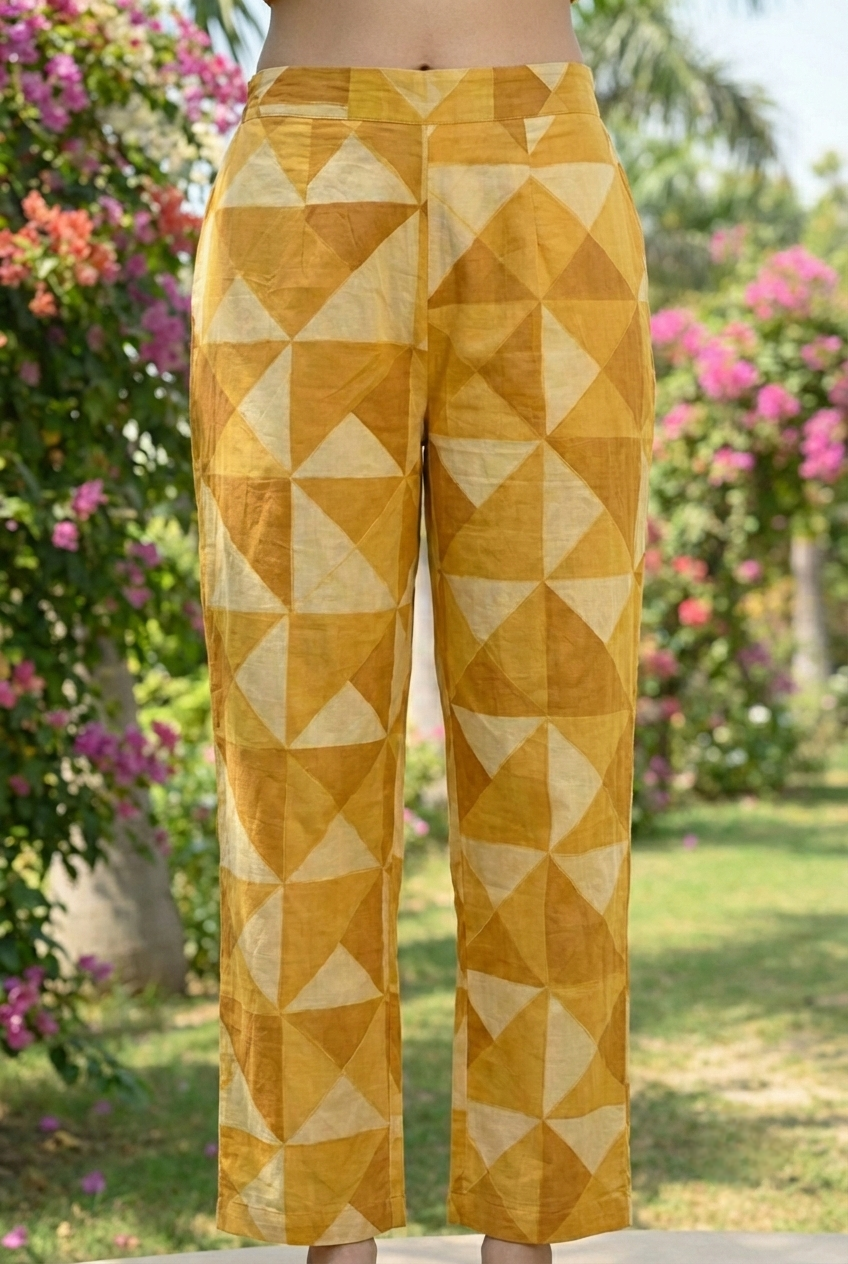 Neerus Yellow cotton printed kurta set - detail view 6
