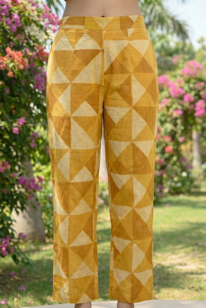 Neerus Yellow cotton printed kurta set - detail view 6