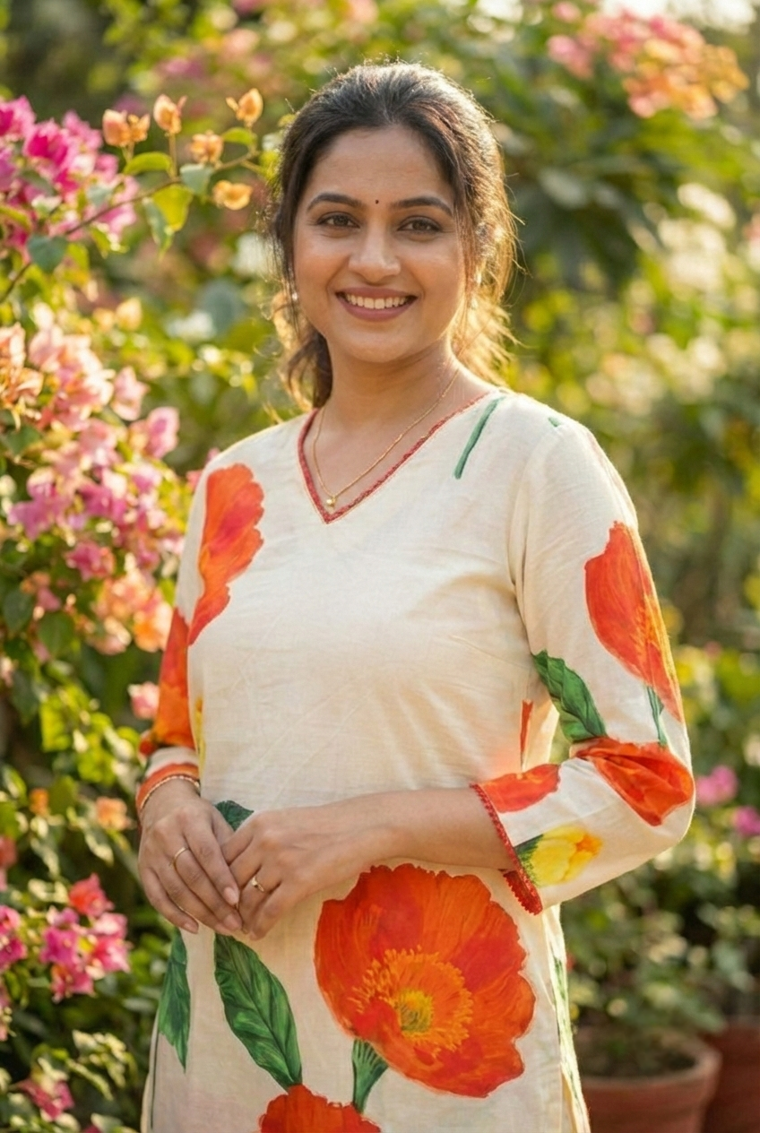 Neerus White cotton printed kurta set - detail view 1
